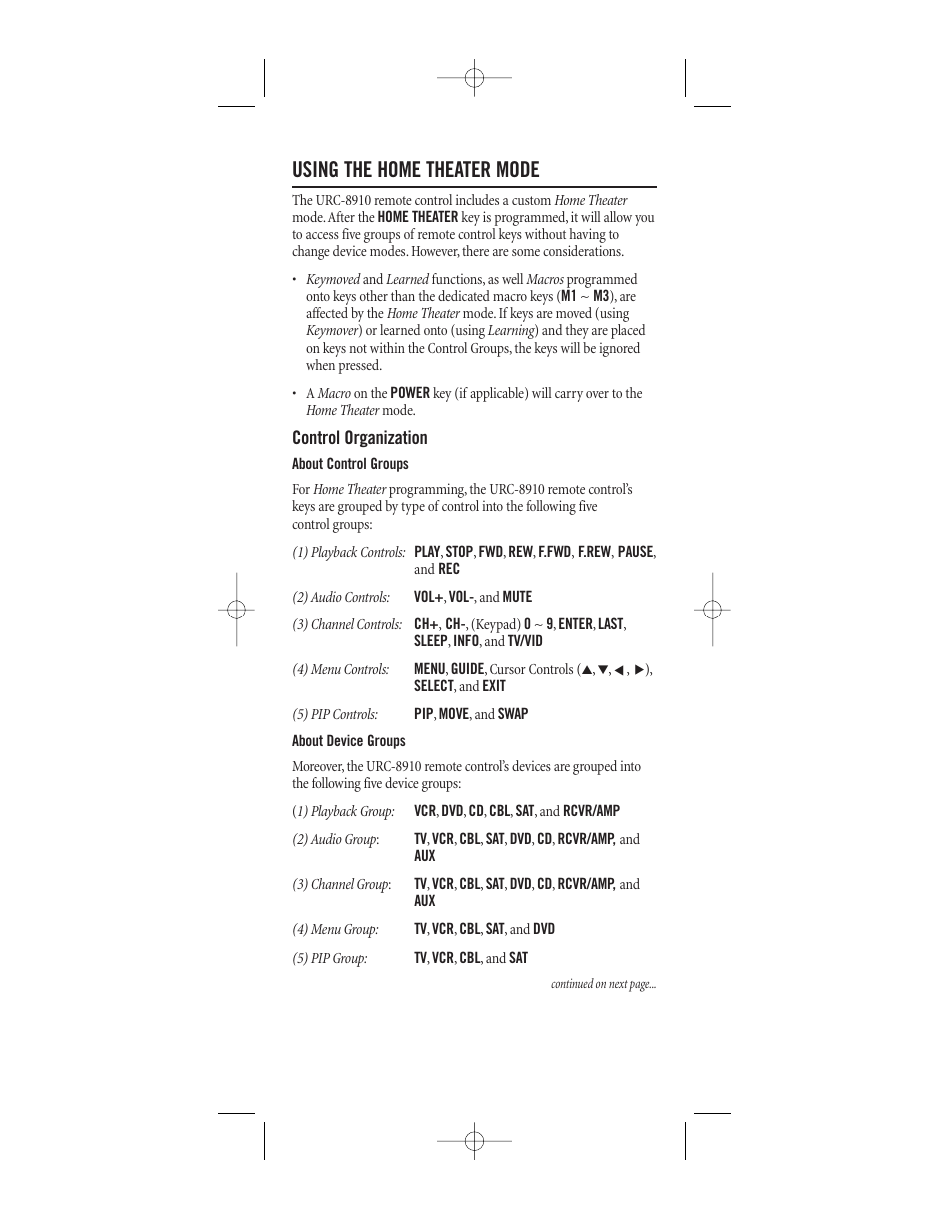 Using the home theater mode | One for All (URC-8910) User Manual | Page 30 / 77