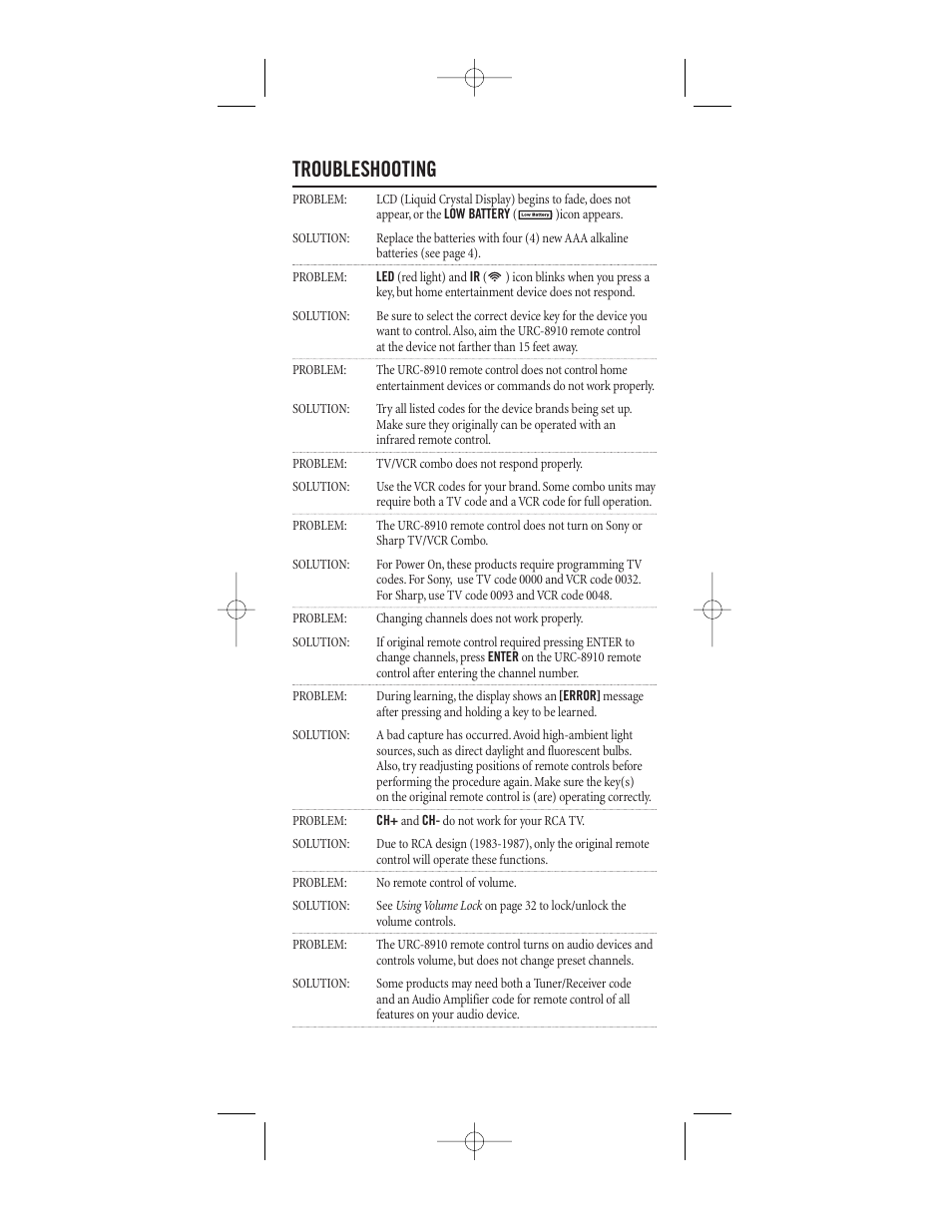 Troubleshooting | One for All (URC-8910) User Manual | Page 39 / 77