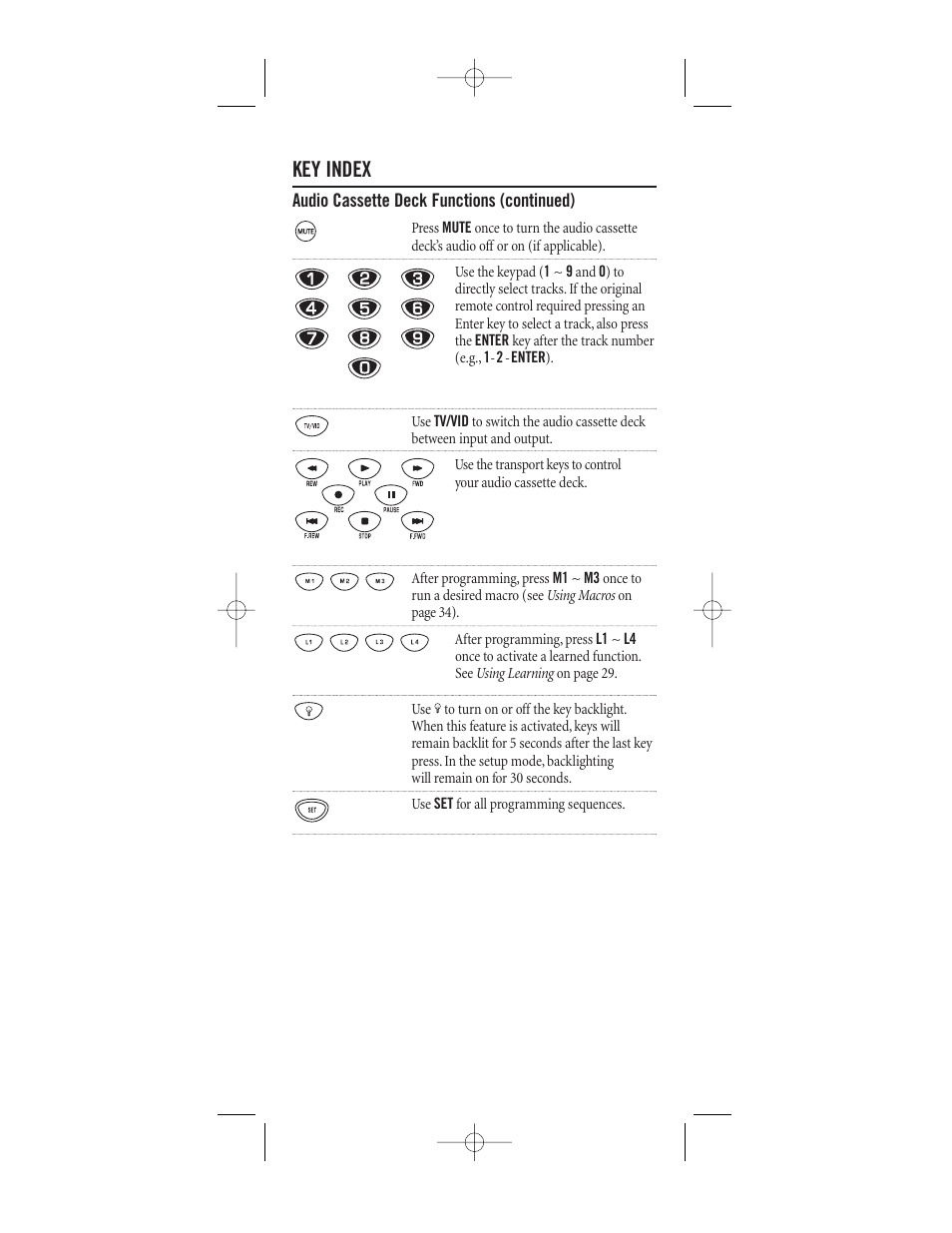 Key index | One for All (URC-8910) User Manual | Page 43 / 77