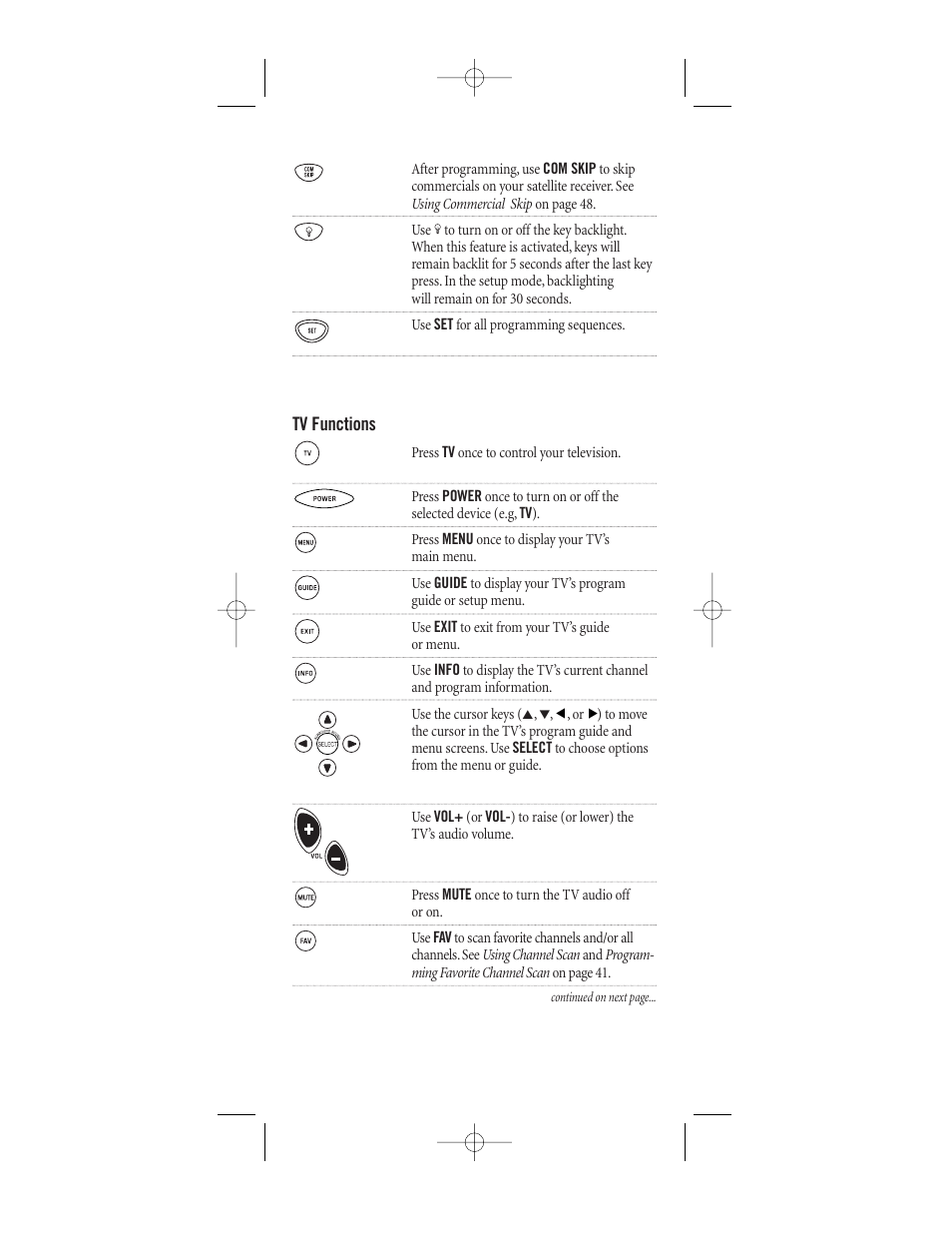 Tv functions | One for All (URC-8910) User Manual | Page 56 / 77