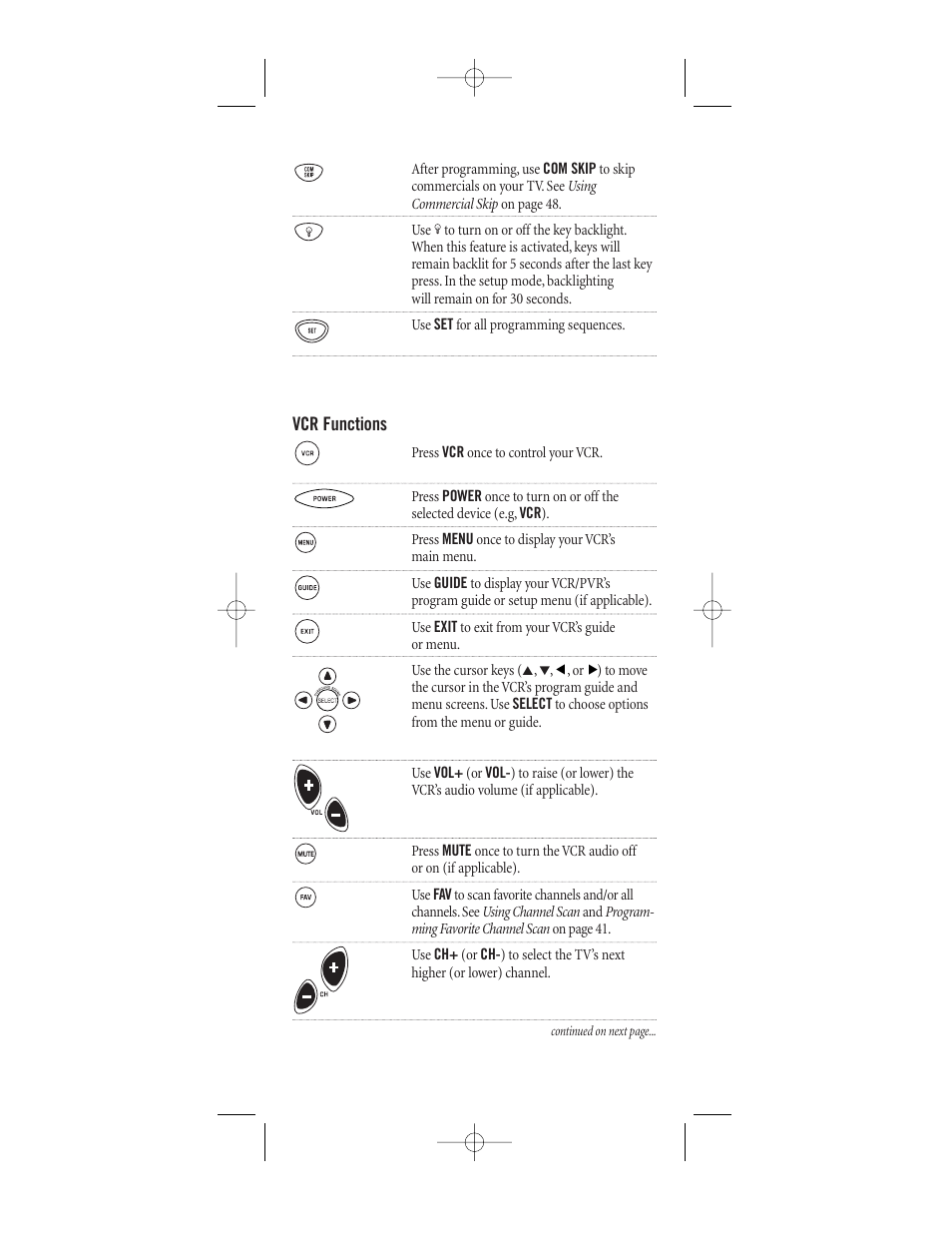 Vcr functions | One for All (URC-8910) User Manual | Page 58 / 77