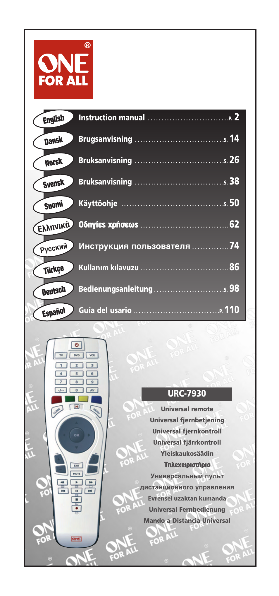 One for All URC-7955 User Manual | 144 pages