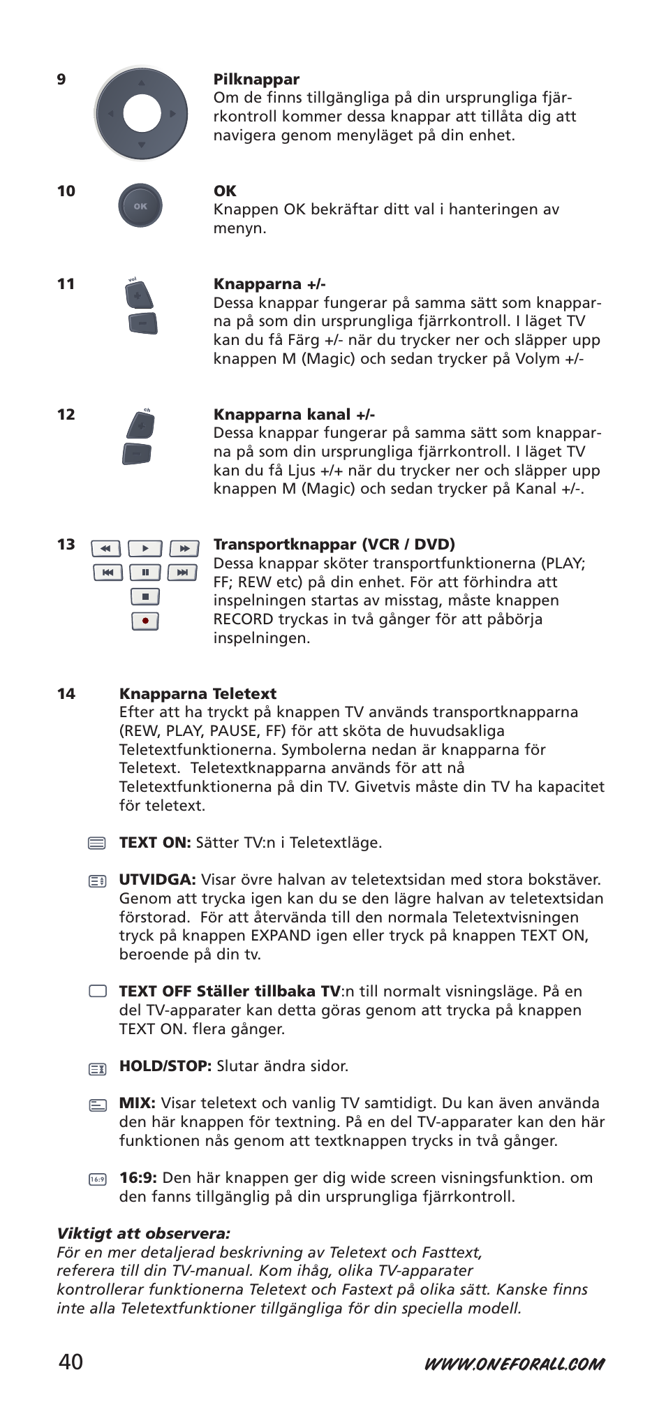 One for All URC-7955 User Manual | Page 40 / 144