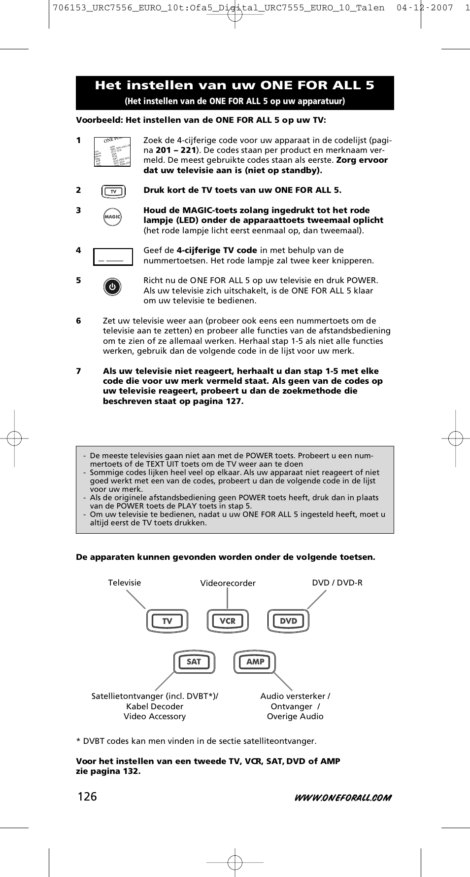 Het instellen van uw one for all 5 | One for All URC-7556 User Manual | Page 127 / 224