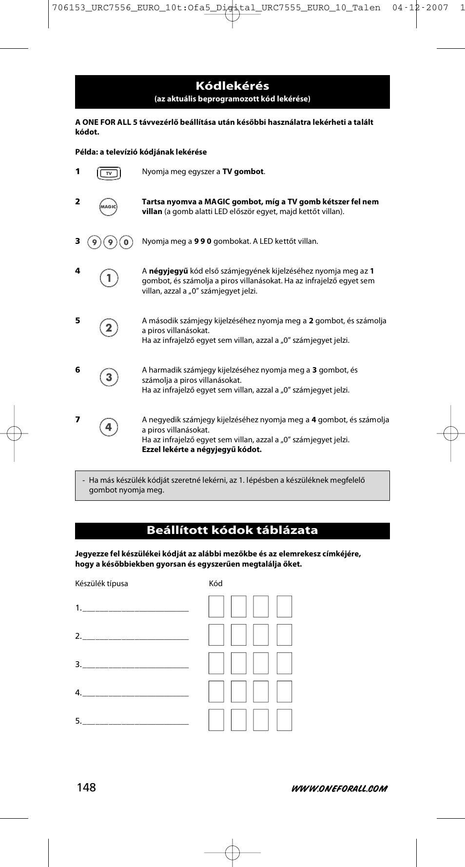 One for All URC-7556 User Manual | Page 149 / 224