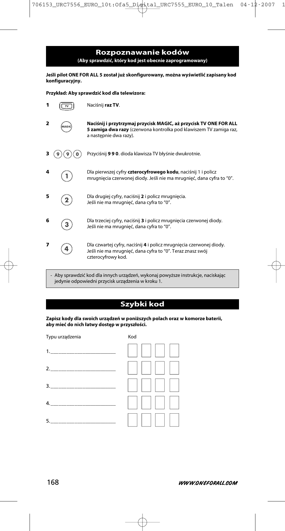 One for All URC-7556 User Manual | Page 169 / 224