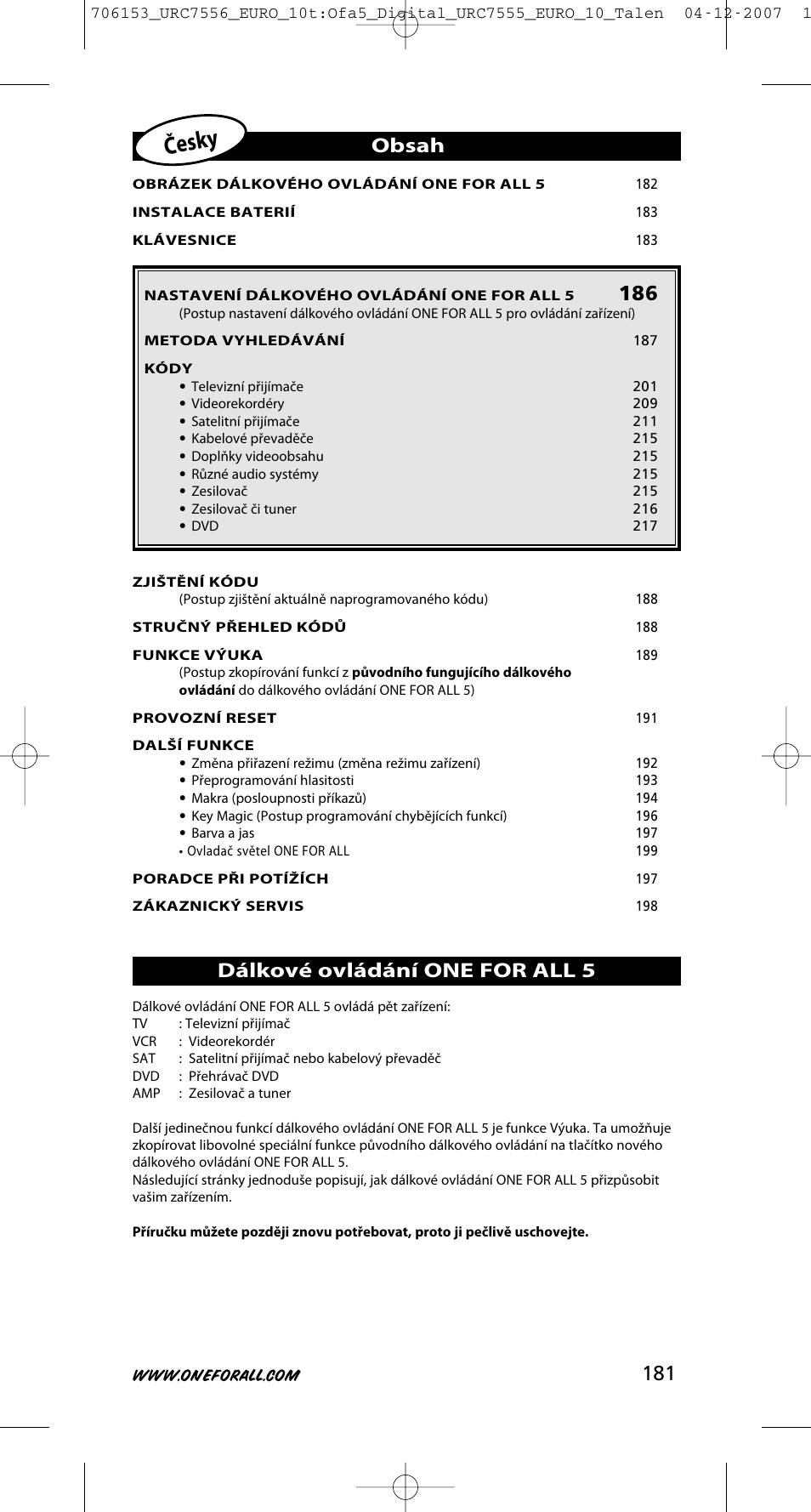 One for All URC-7556 User Manual | Page 182 / 224