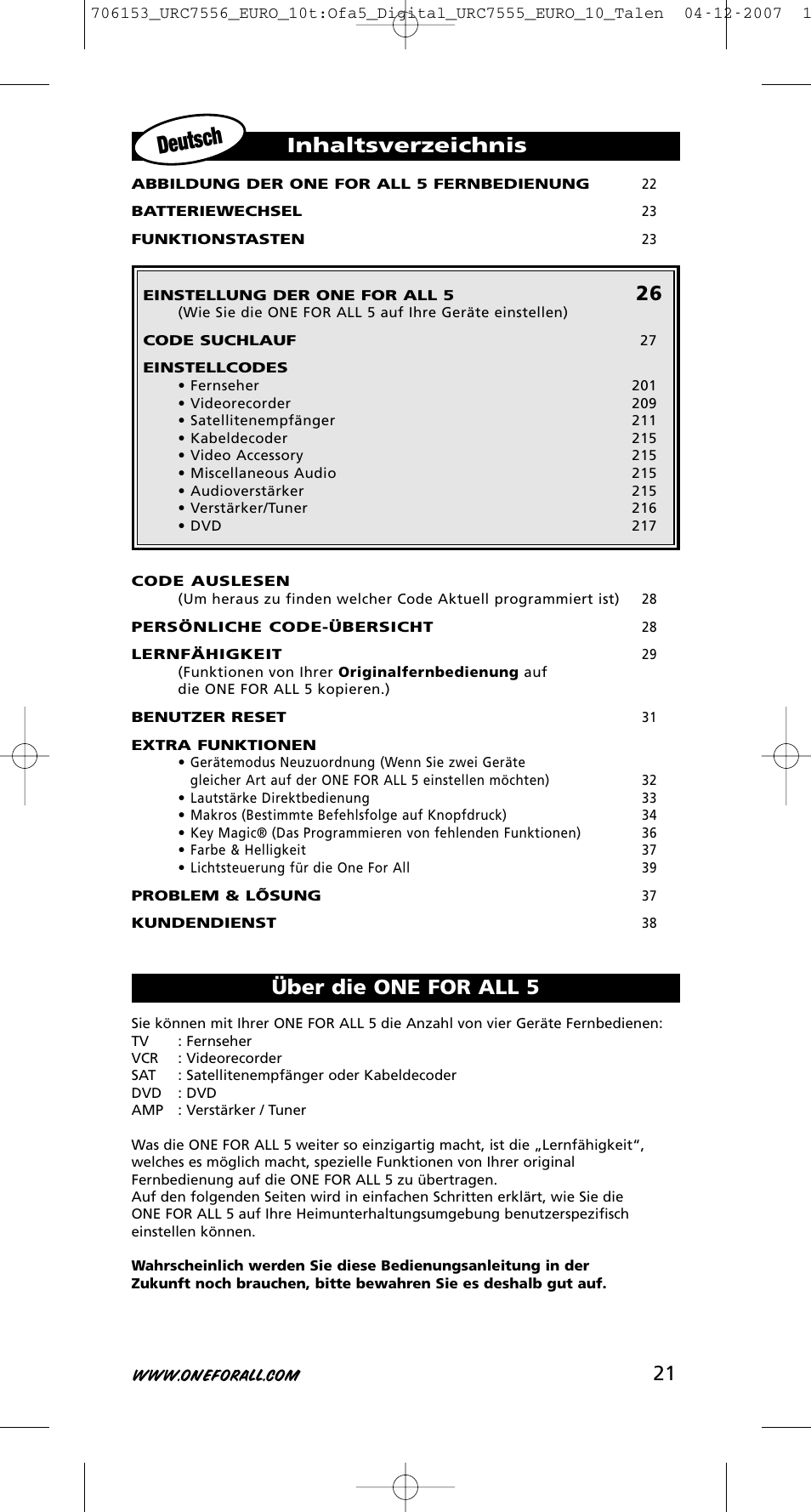 One for All URC-7556 User Manual | Page 22 / 224