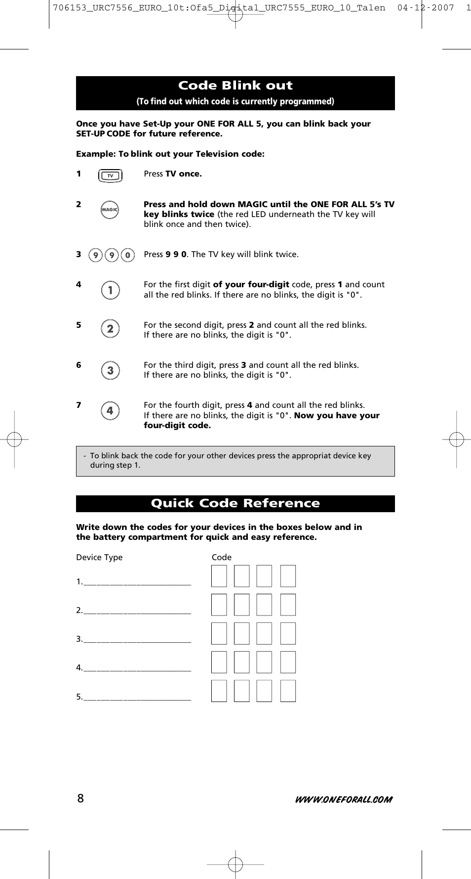 One for All URC-7556 User Manual | Page 9 / 224