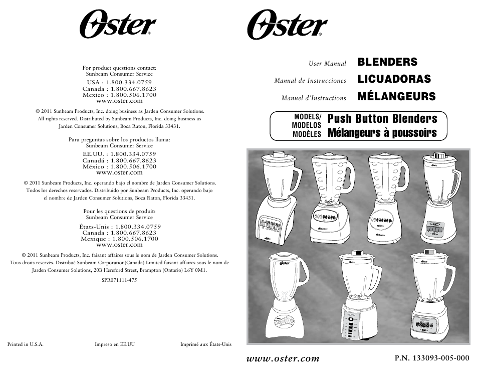 Oster 133093-005-000 User Manual | 10 pages