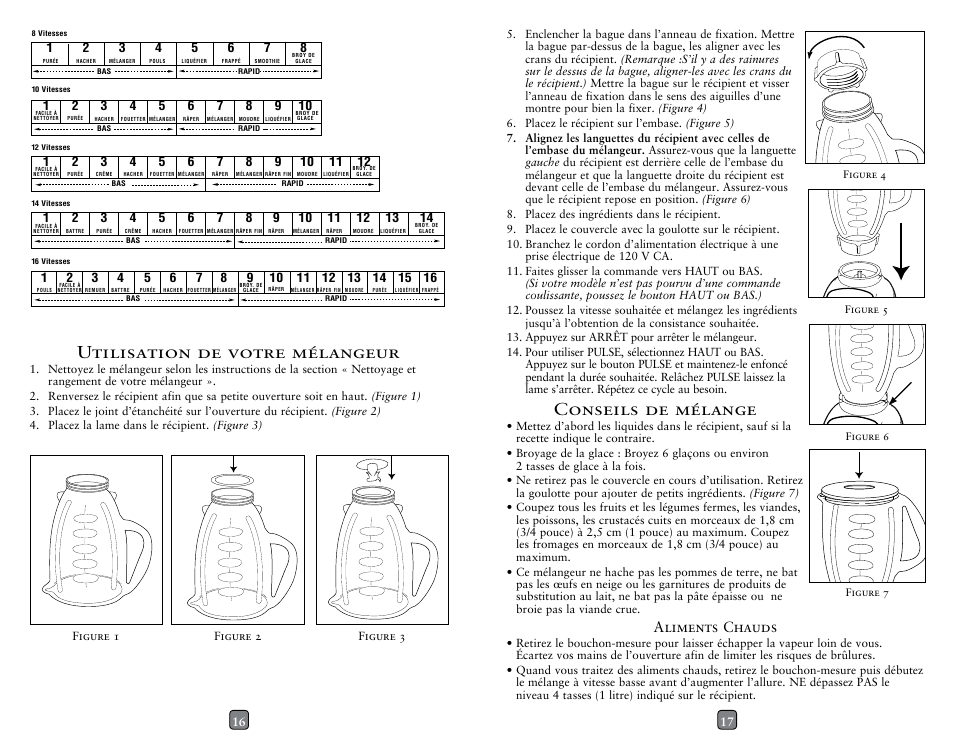 Conseils de mélange, Utilisation de votre mélangeur, Aliments chauds | Oster 133093-005-000 User Manual | Page 9 / 10