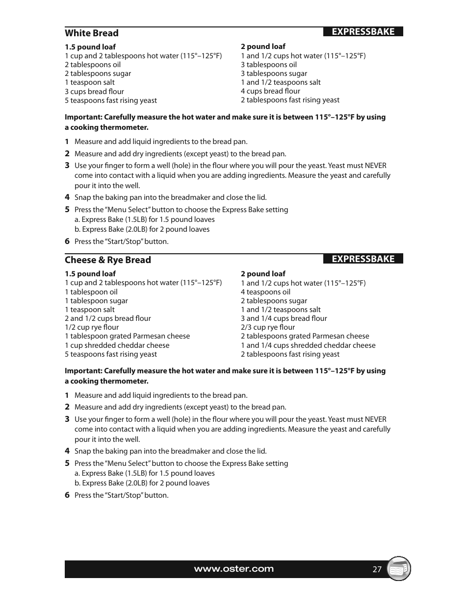 Oster EXPRESSBAKE CKSTBRTW20 User Manual | Page 27 / 80