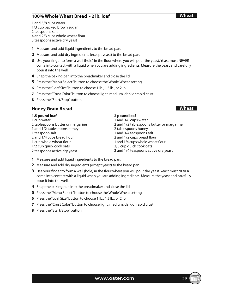 Oster EXPRESSBAKE CKSTBRTW20 User Manual | Page 29 / 80