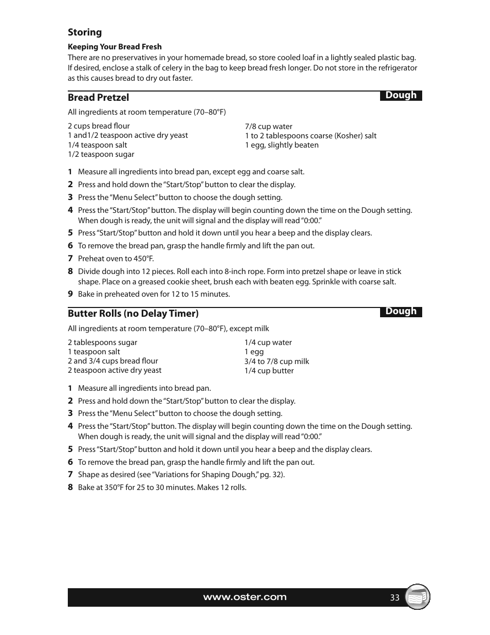 Oster EXPRESSBAKE CKSTBRTW20 User Manual | Page 33 / 80