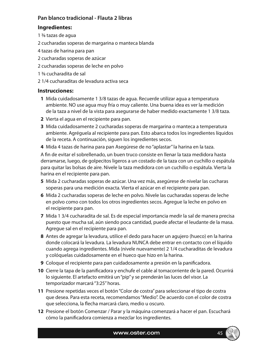 Oster EXPRESSBAKE CKSTBRTW20 User Manual | Page 45 / 80