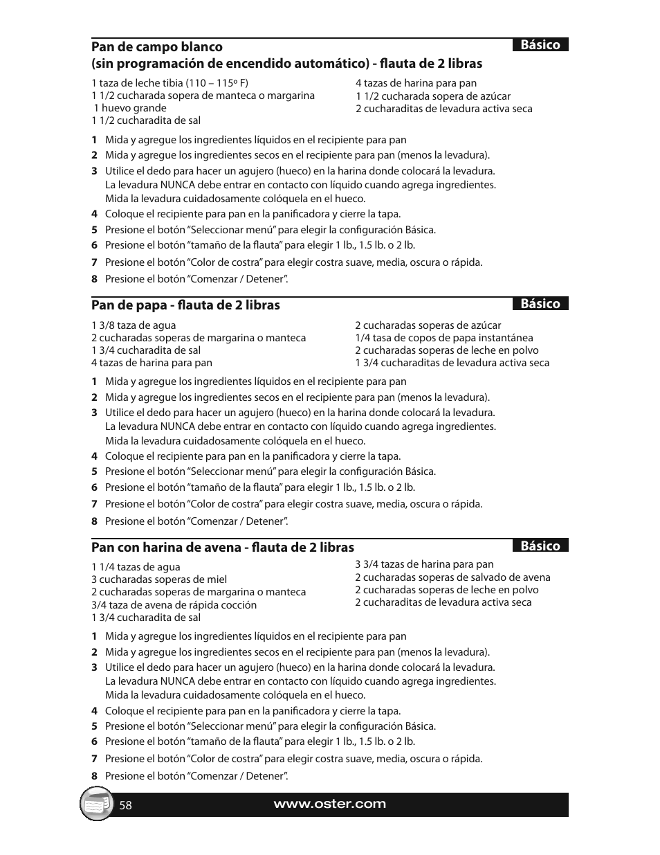 Oster EXPRESSBAKE CKSTBRTW20 User Manual | Page 58 / 80