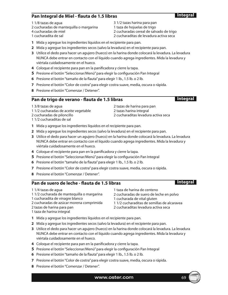 Oster EXPRESSBAKE CKSTBRTW20 User Manual | Page 69 / 80