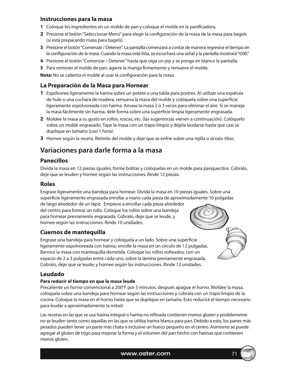 Variaciones para darle forma a la masa | Oster EXPRESSBAKE CKSTBRTW20 User Manual | Page 71 / 80