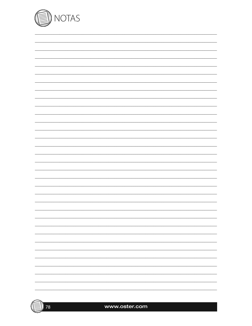 Notas | Oster EXPRESSBAKE CKSTBRTW20 User Manual | Page 78 / 80