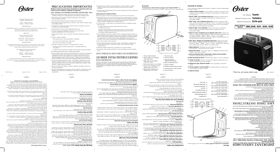 Oster 6340 User Manual | 2 pages