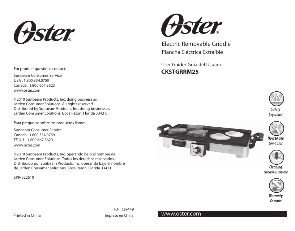 Oster CKSTGRRM25 User Manual | 10 pages