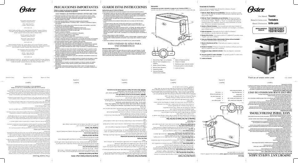 Oster TSSTRT4SST User Manual | 2 pages