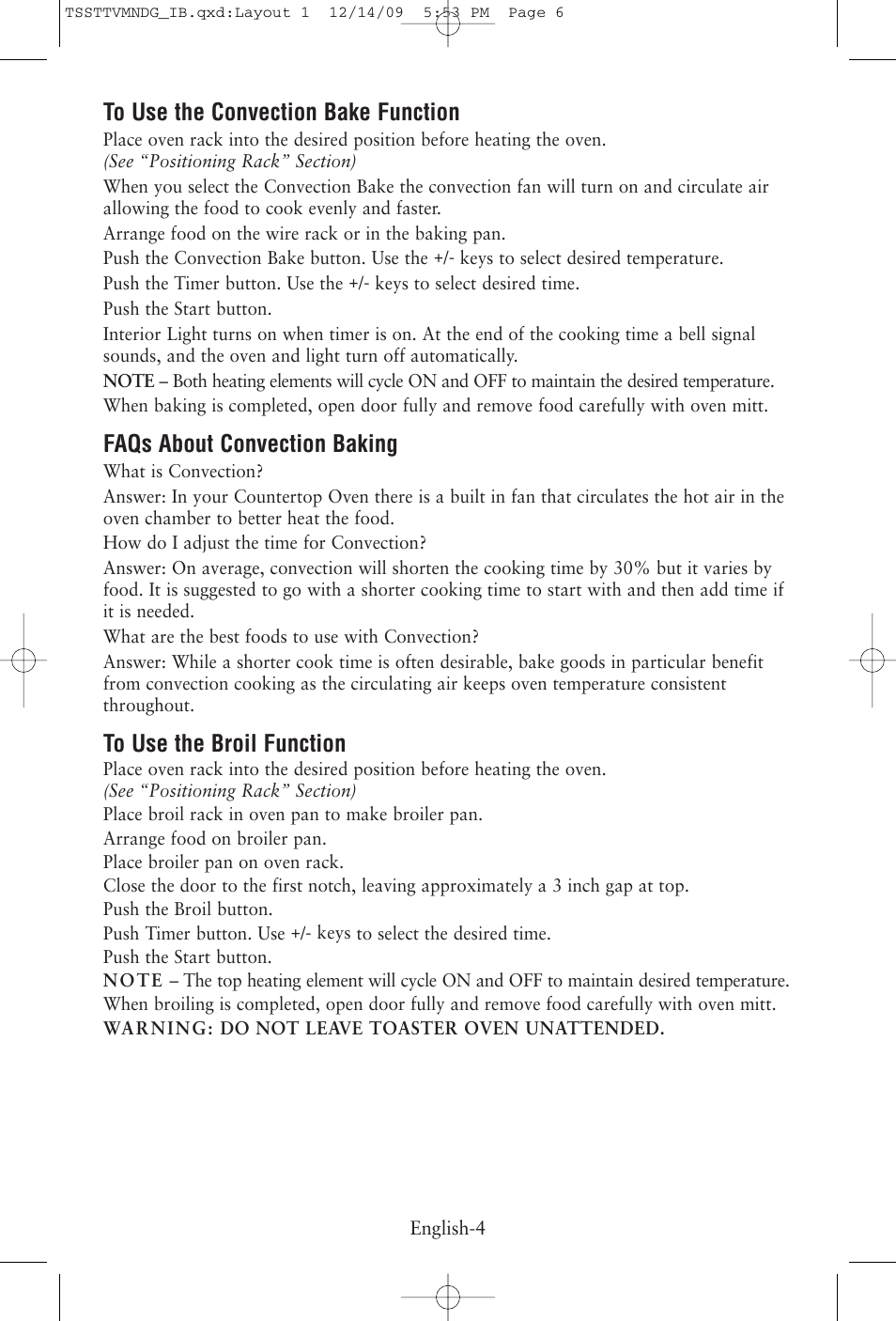 Faqs about convection baking | Oster TSSTTVMNDG User Manual | Page 6 / 20