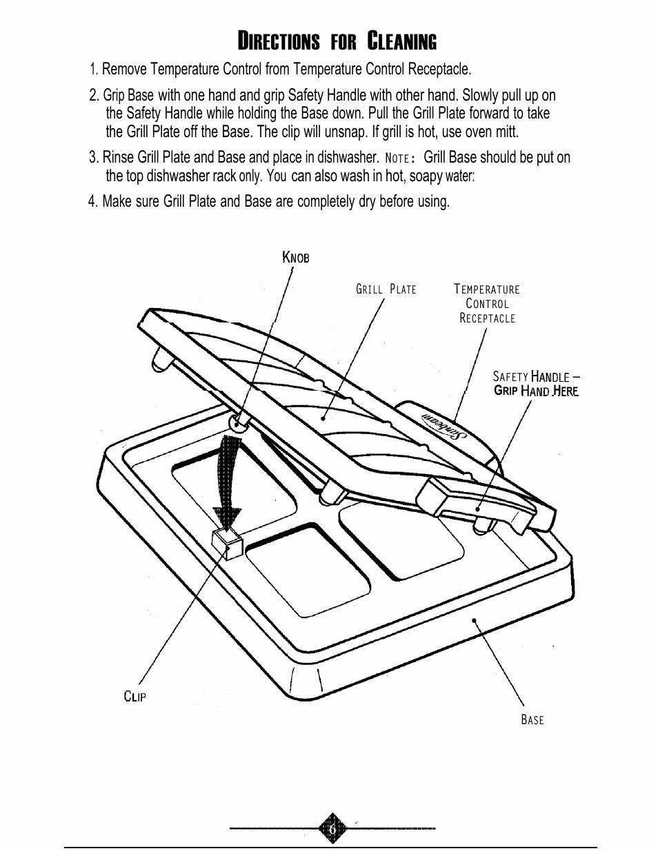 Irections for, Leaning | Oster 4766 User Manual | Page 5 / 32