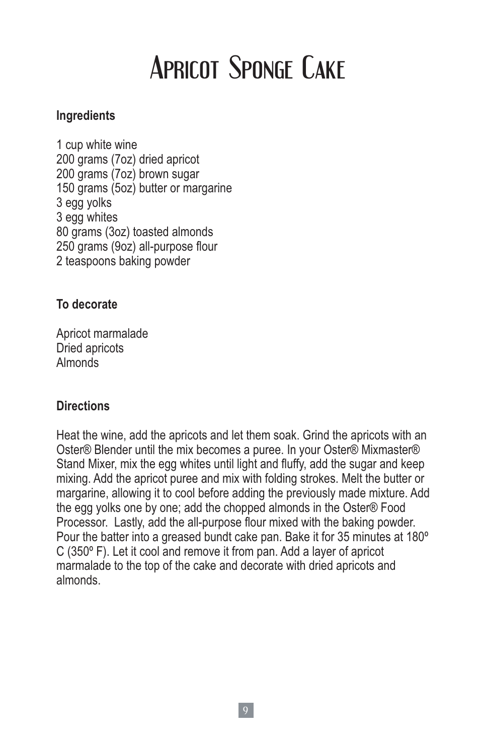 Apricot sponge cake | Oster MIXMASTER 2700 User Manual | Page 10 / 66
