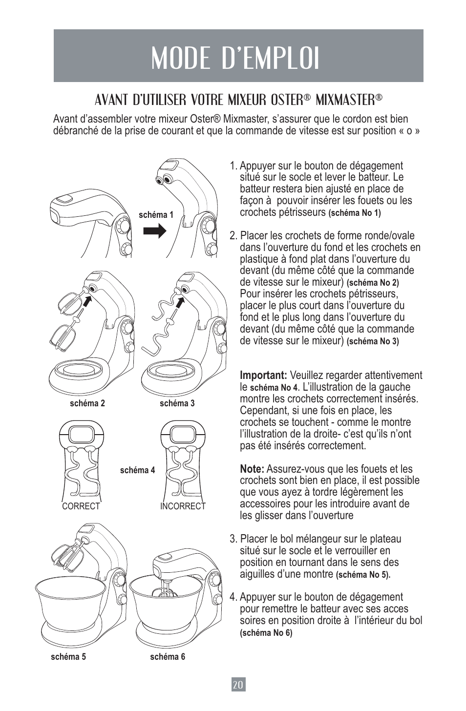 Mode d’emploi, Avant d’utiliser votre mixeur oster® mixmaster | Oster MIXMASTER 2700 User Manual | Page 21 / 66