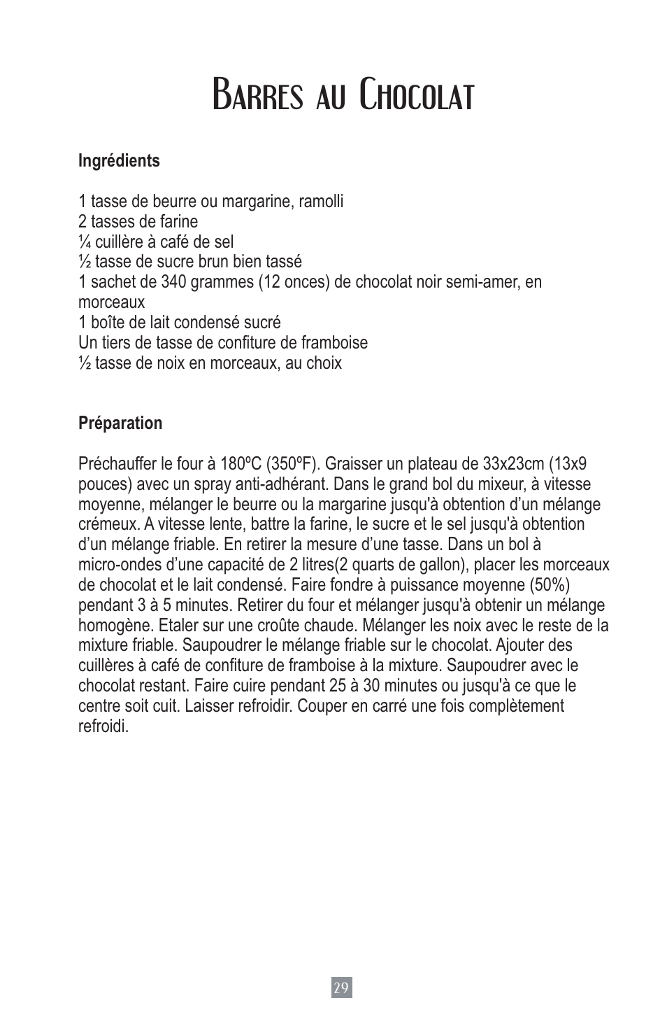 Barres au chocolat | Oster MIXMASTER 2700 User Manual | Page 30 / 66