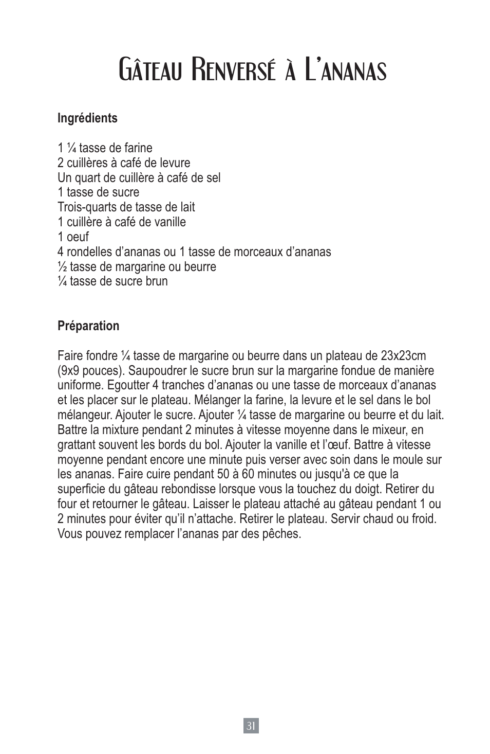 Gâteau renversé à l’ananas | Oster MIXMASTER 2700 User Manual | Page 32 / 66
