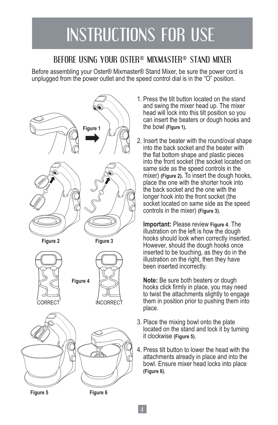 Instructions for use, Before using your oster® mixmaster® stand mixer | Oster MIXMASTER 2700 User Manual | Page 5 / 66