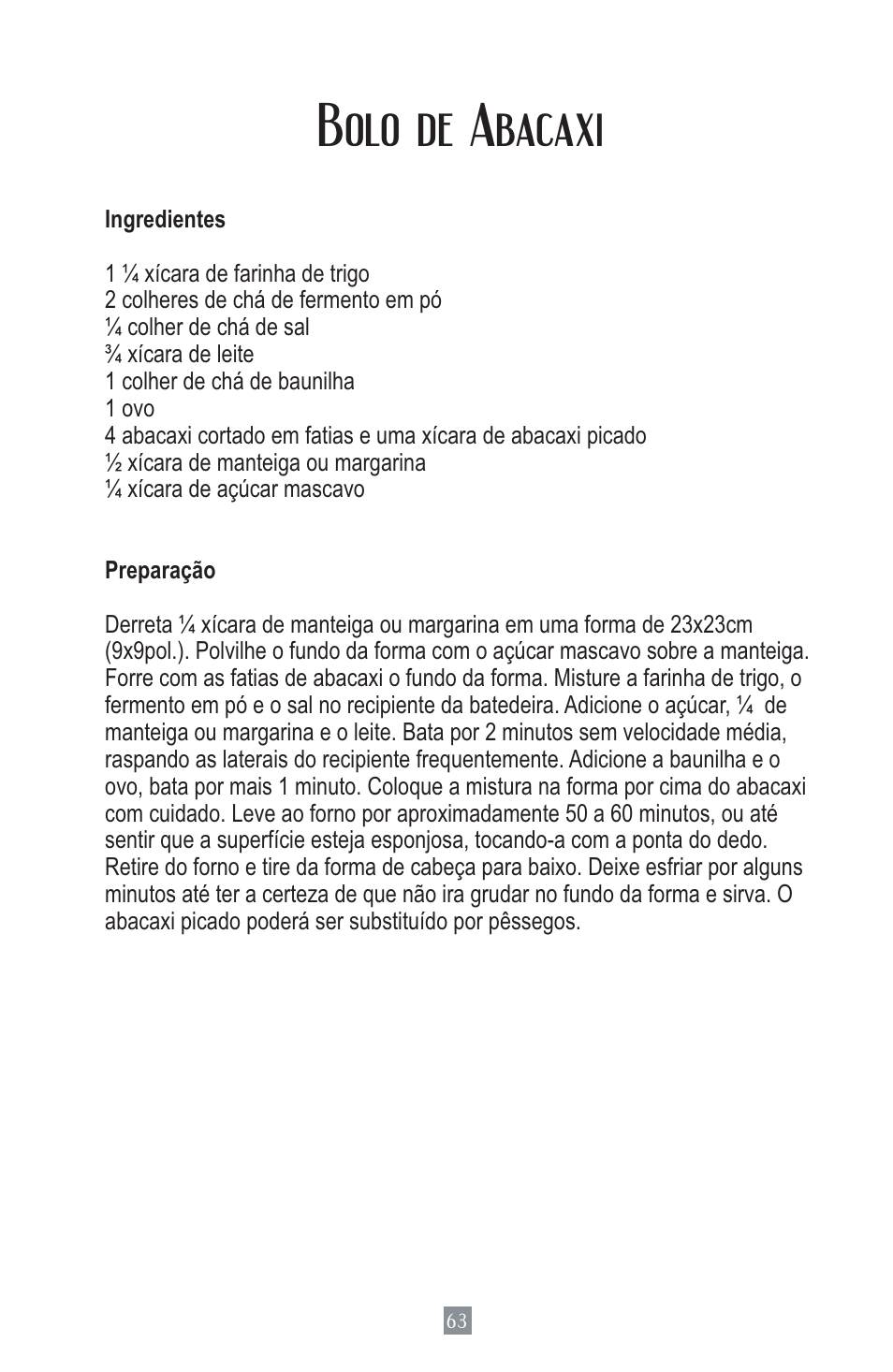 Bolo de abacaxi | Oster MIXMASTER 2700 User Manual | Page 64 / 66