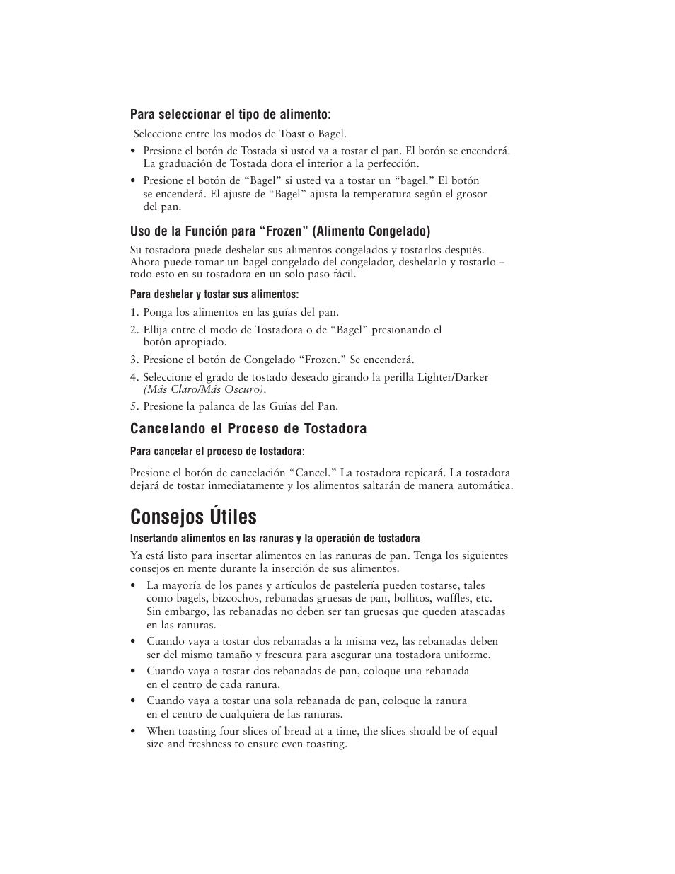 Consejos útiles | Oster 6382 User Manual | Page 13 / 24