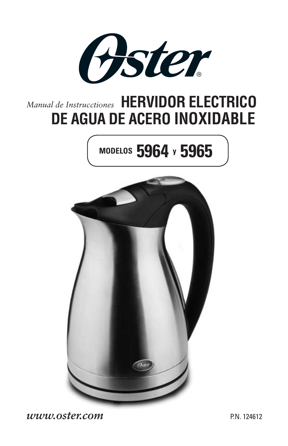 Inoxidable, Hervidor electrico de agua de acero | Oster 5965 User Manual | Page 2 / 20