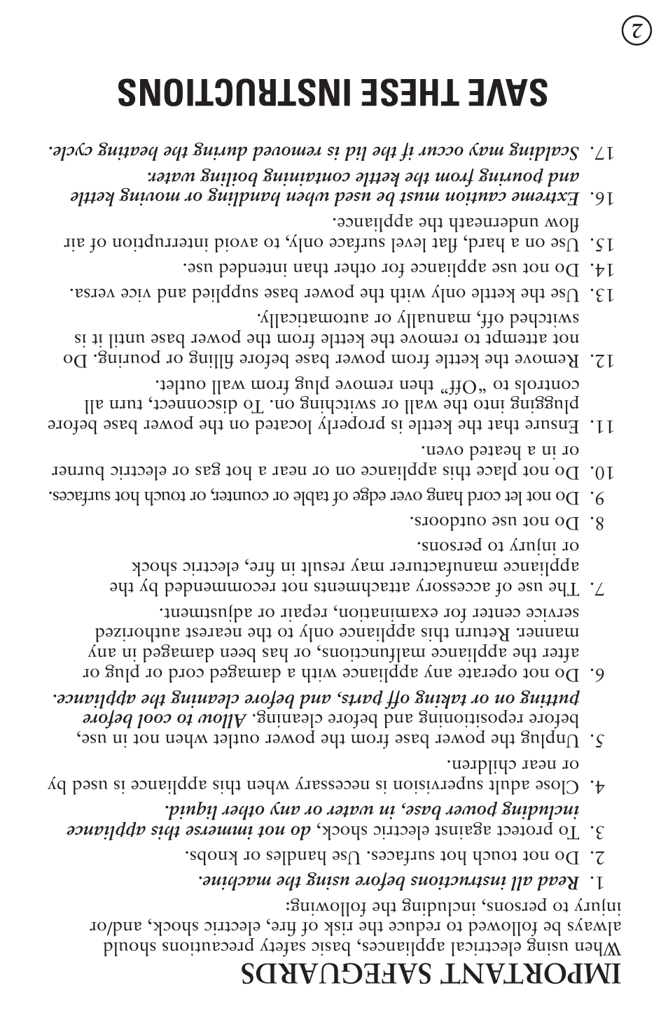 Save these instructions, Import ant safeguards | Oster 5965 User Manual | Page 4 / 20