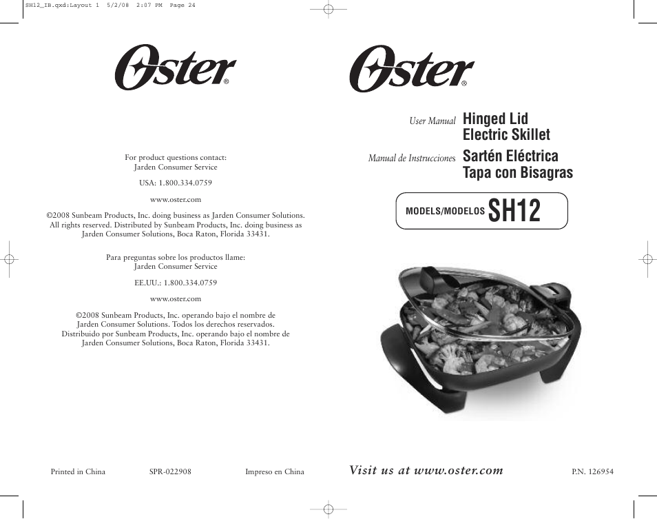 Oster SH12 User Manual | 12 pages