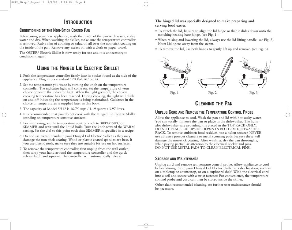 Oster SH12 User Manual | Page 3 / 12