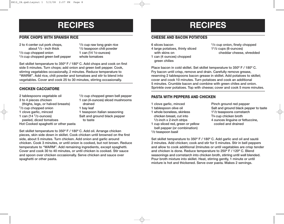 Recipes | Oster SH12 User Manual | Page 5 / 12