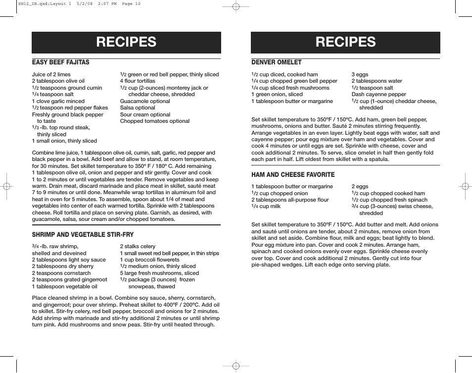 Recipes | Oster SH12 User Manual | Page 6 / 12