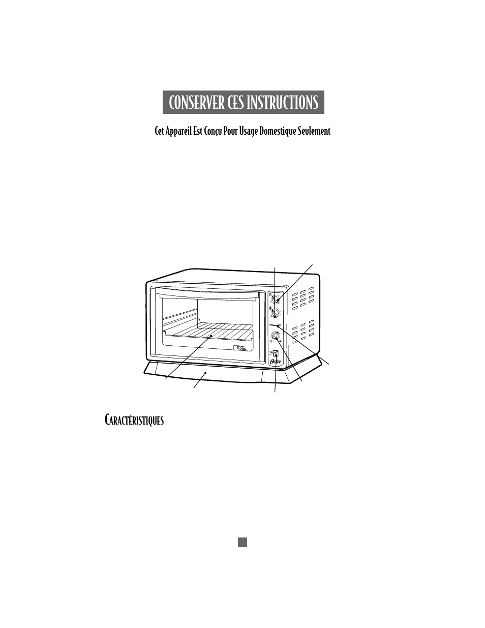 Conserver ces instructions, Aractéristiques | Oster 6205 User Manual | Page 8 / 24