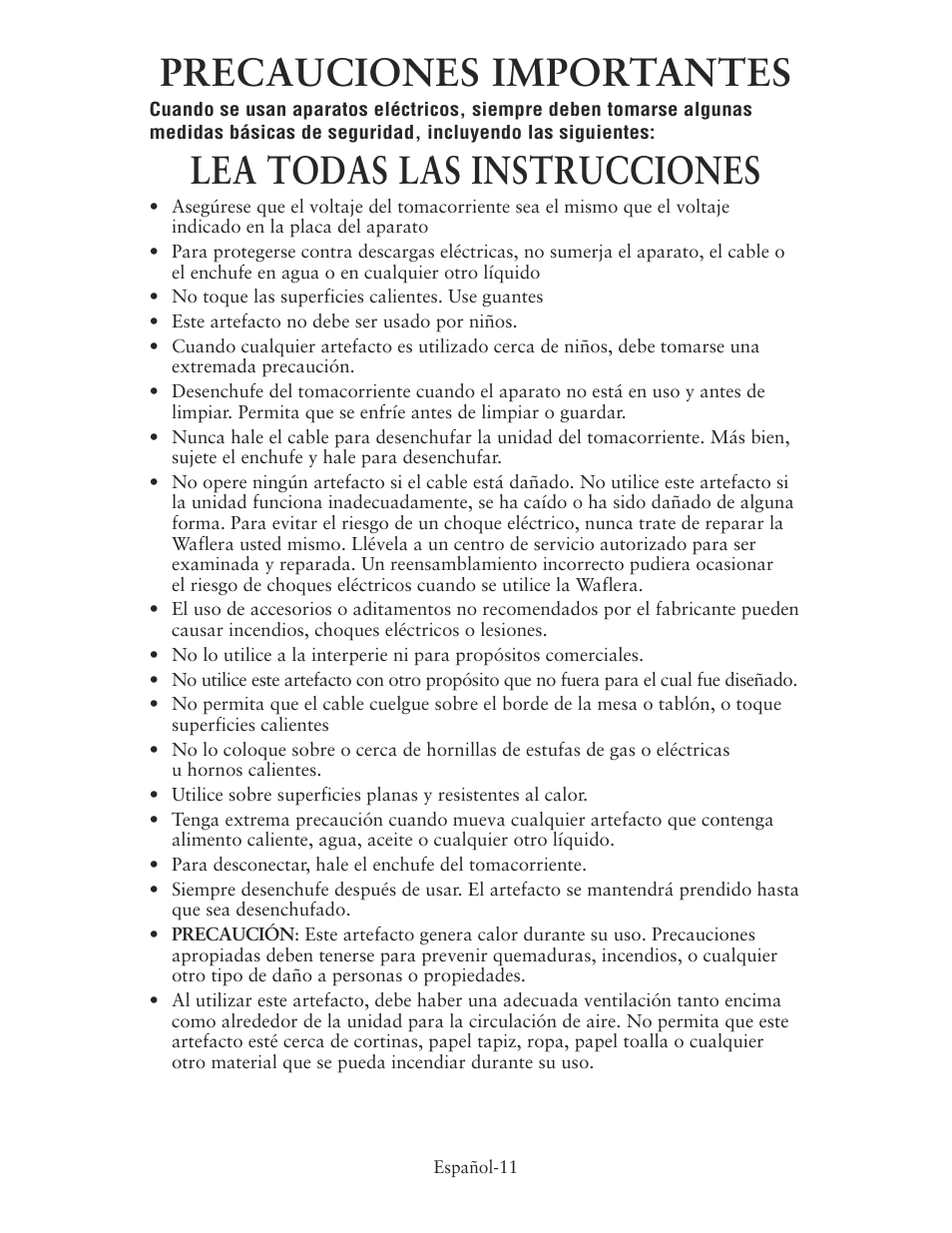 Precauciones importantes, Lea todas las instrucciones | Oster 135018 User Manual | Page 12 / 24