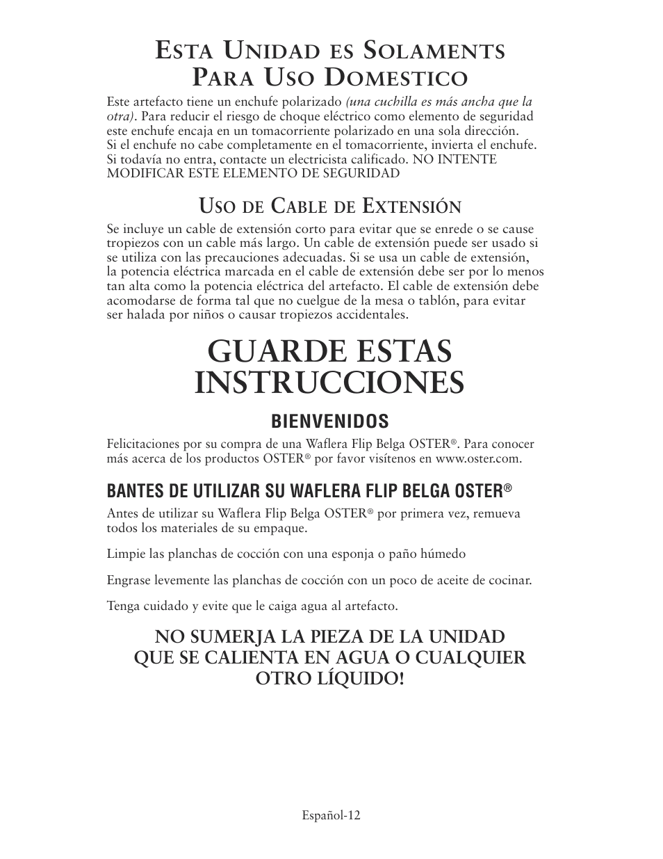 Guarde estas instrucciones | Oster 135018 User Manual | Page 13 / 24