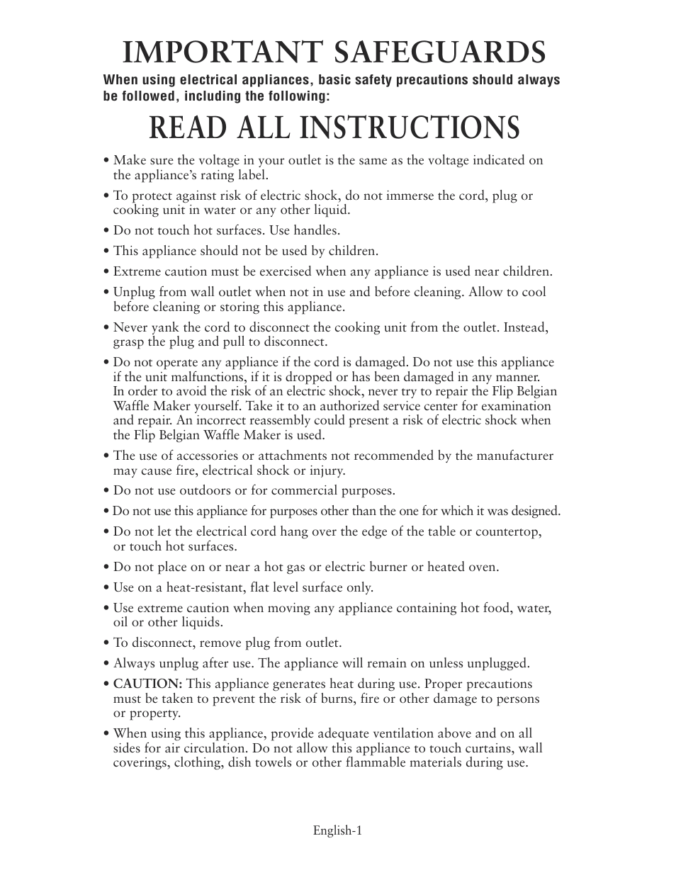 Read all instructions, Important safeguards | Oster 135018 User Manual | Page 2 / 24