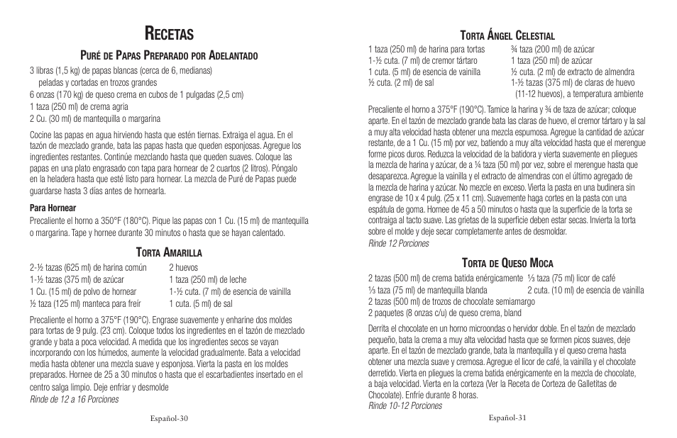 Ecetas | Oster BATIDORA FPSTSM5101 User Manual | Page 16 / 20