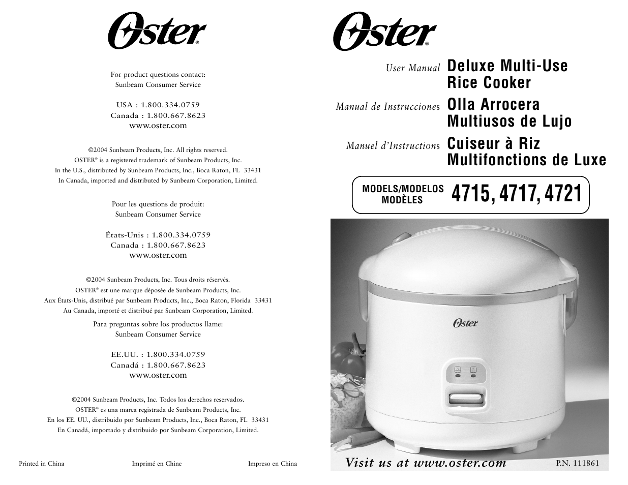 Oster 4717 User Manual | 4 pages