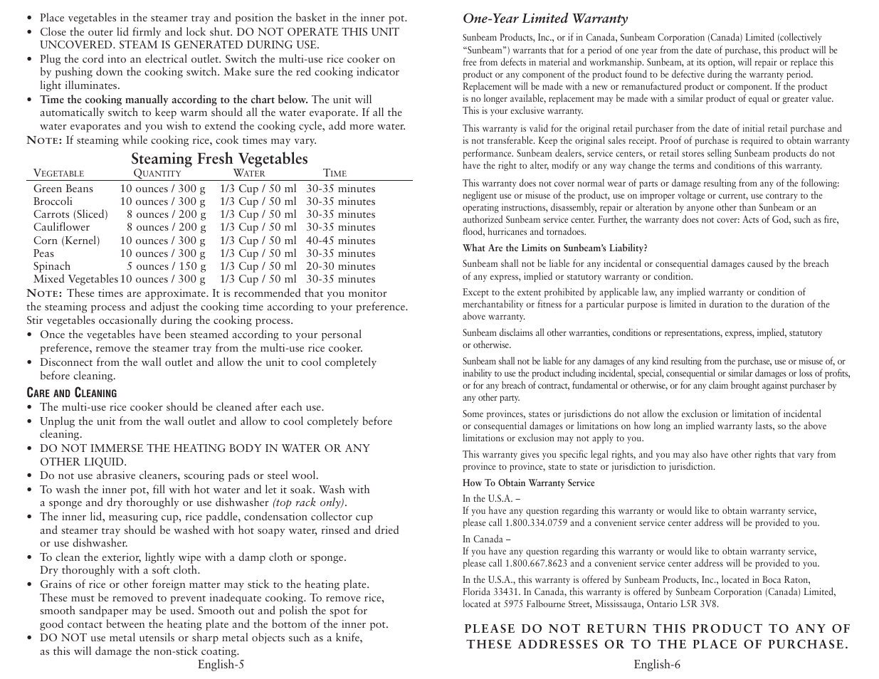 Steaming fresh vegetables | Oster 4717 User Manual | Page 4 / 4