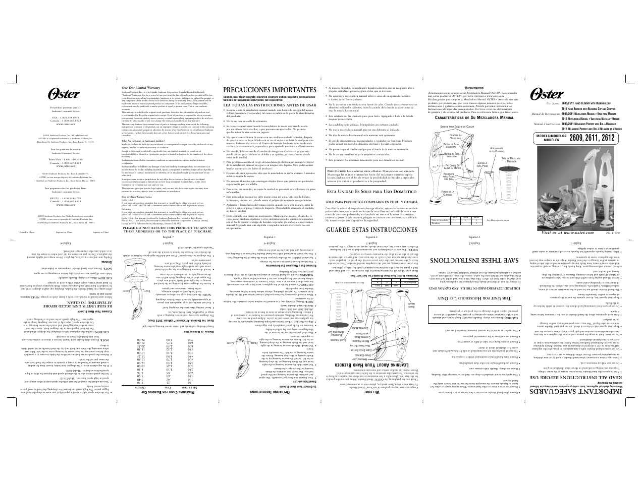 Oster 2611 User Manual | 9 pages
