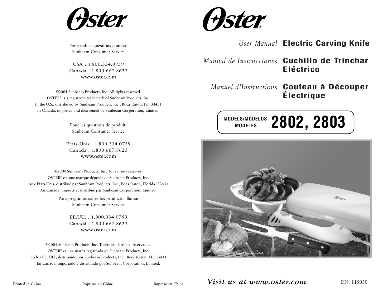 Oster 2802 User Manual | 12 pages